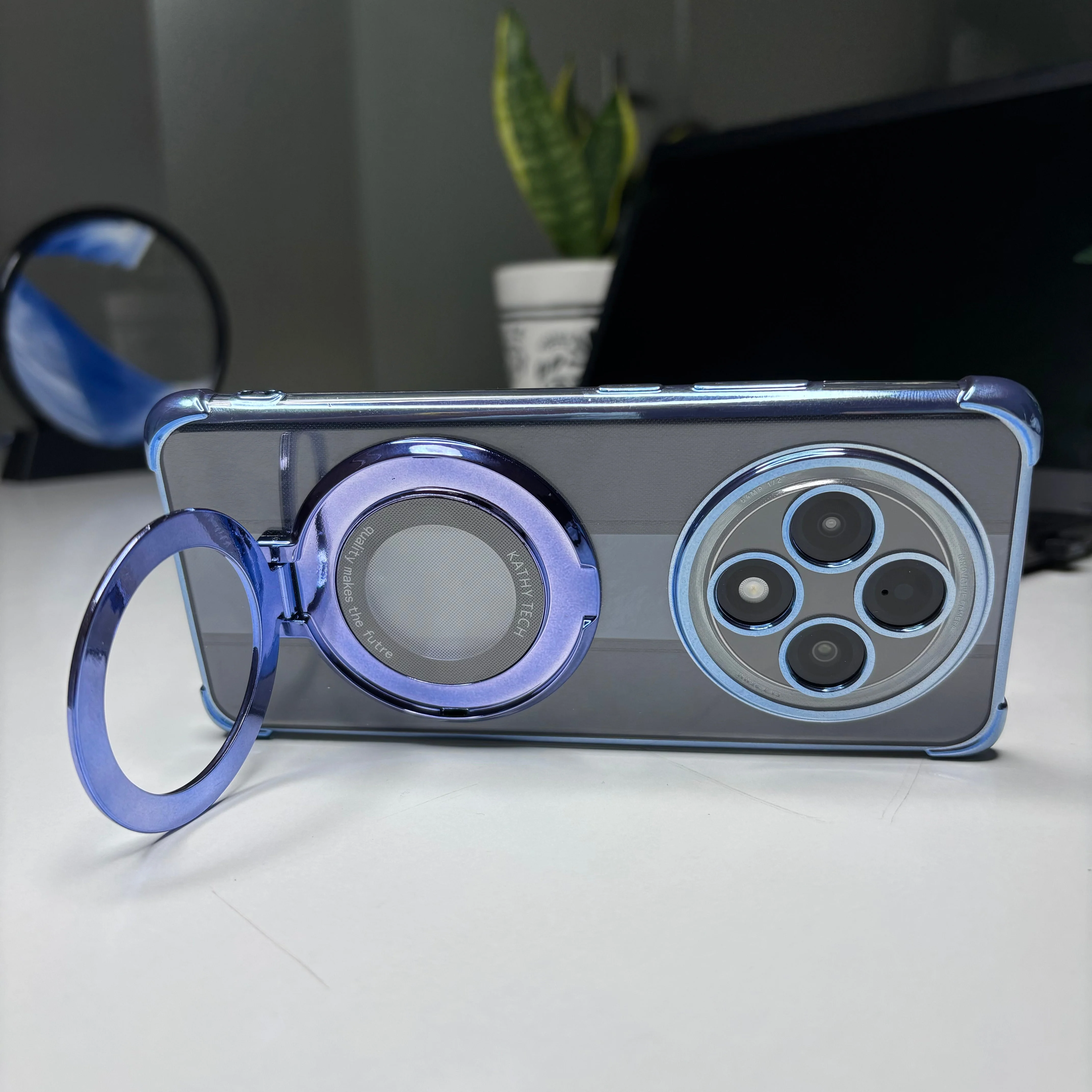 Oppo F27 Pro+ 5G Original Luxury Magnifier Ring Stand Shockproof Airbags Corner Case - Image 4