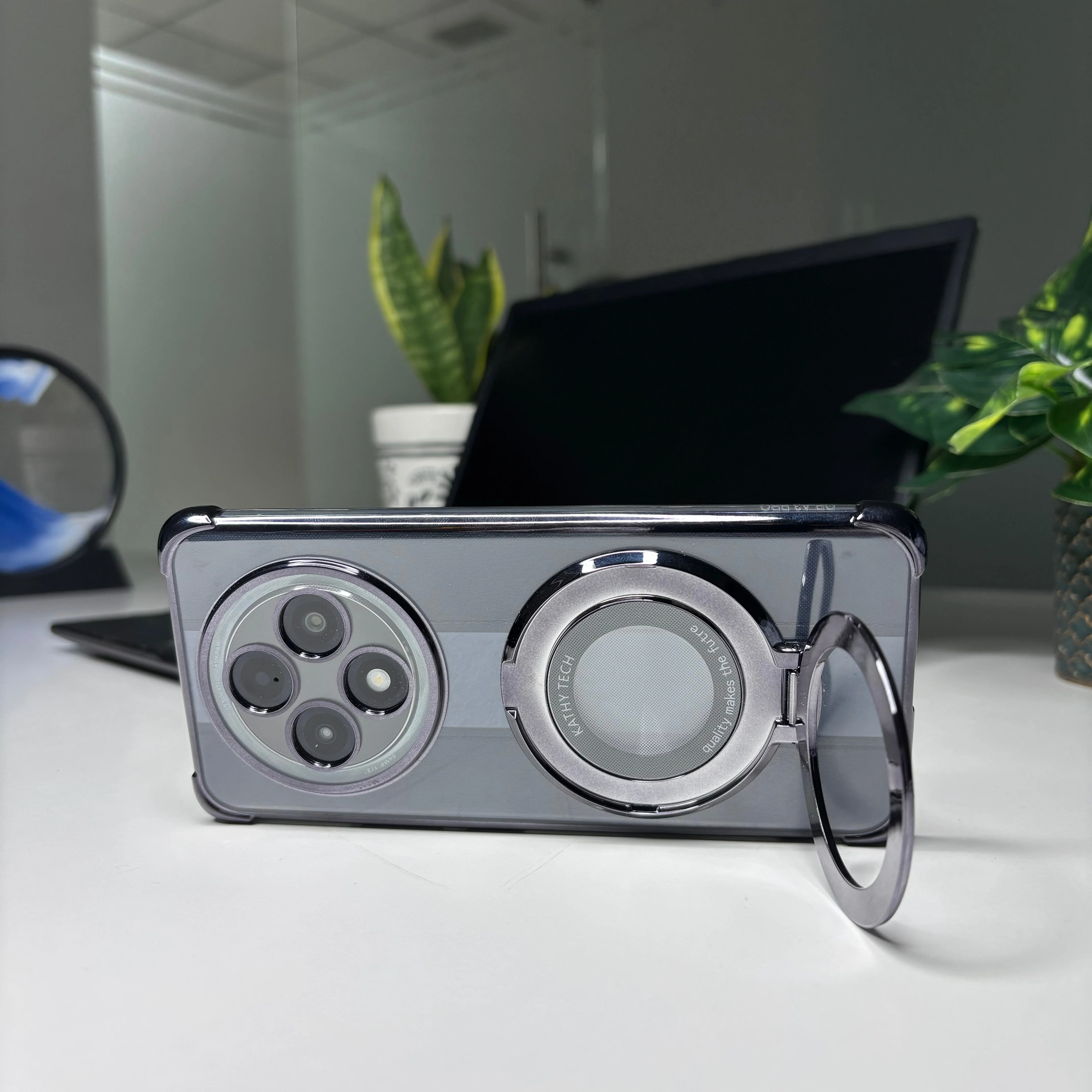 Oppo F27 Pro+ 5G Original Luxury Magnifier Ring Stand Shockproof Airbags Corner Case - Image 7