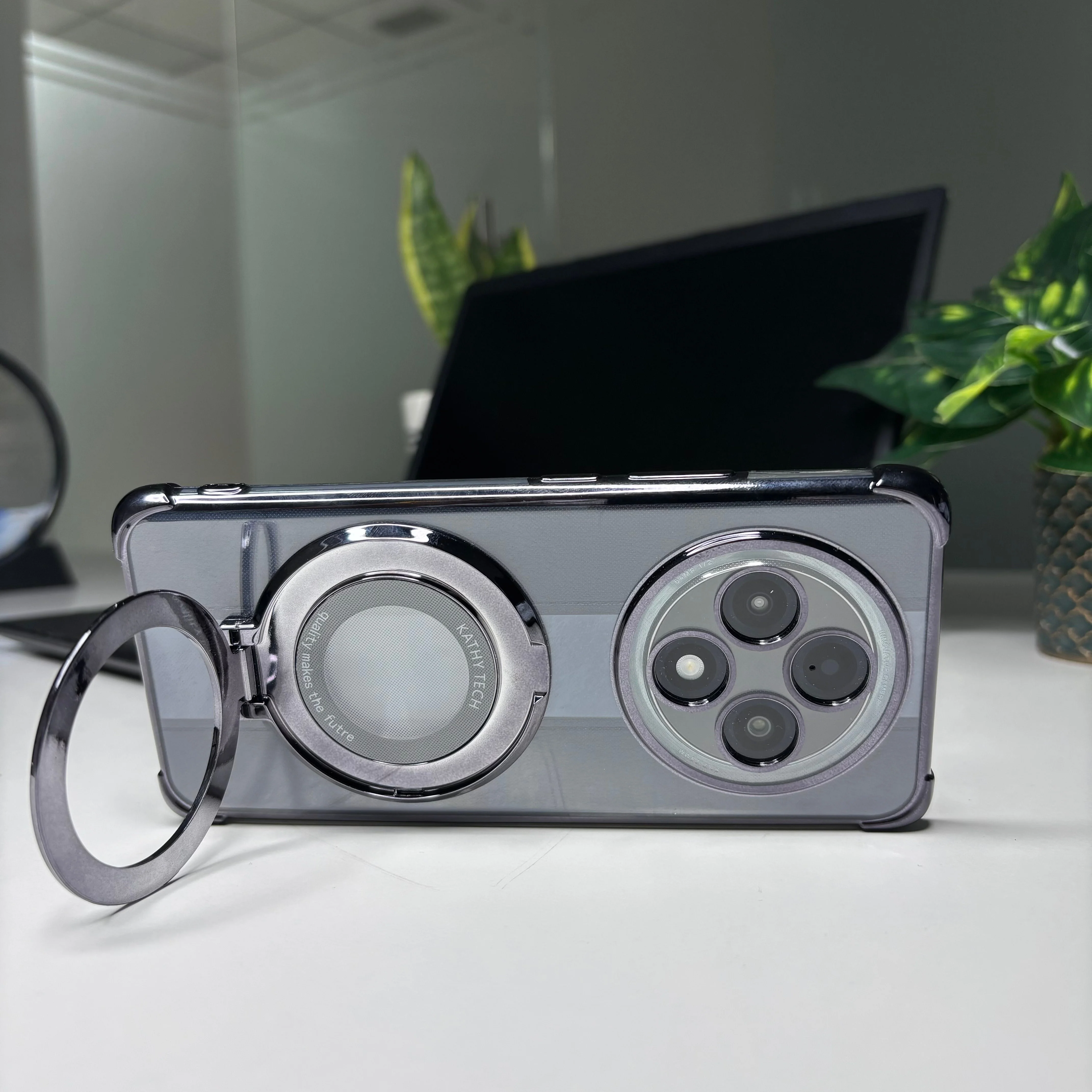 Oppo F27 Pro+ 5G Original Luxury Magnifier Ring Stand Shockproof Airbags Corner Case - Image 8