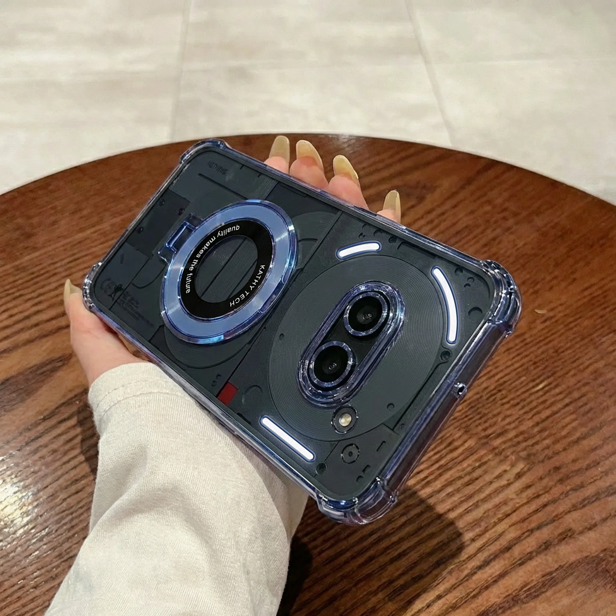 Nothing Phone 2a 5G Original Luxury Magnifier Ring Stand Shockproof Airbags Corner Case - Image 3
