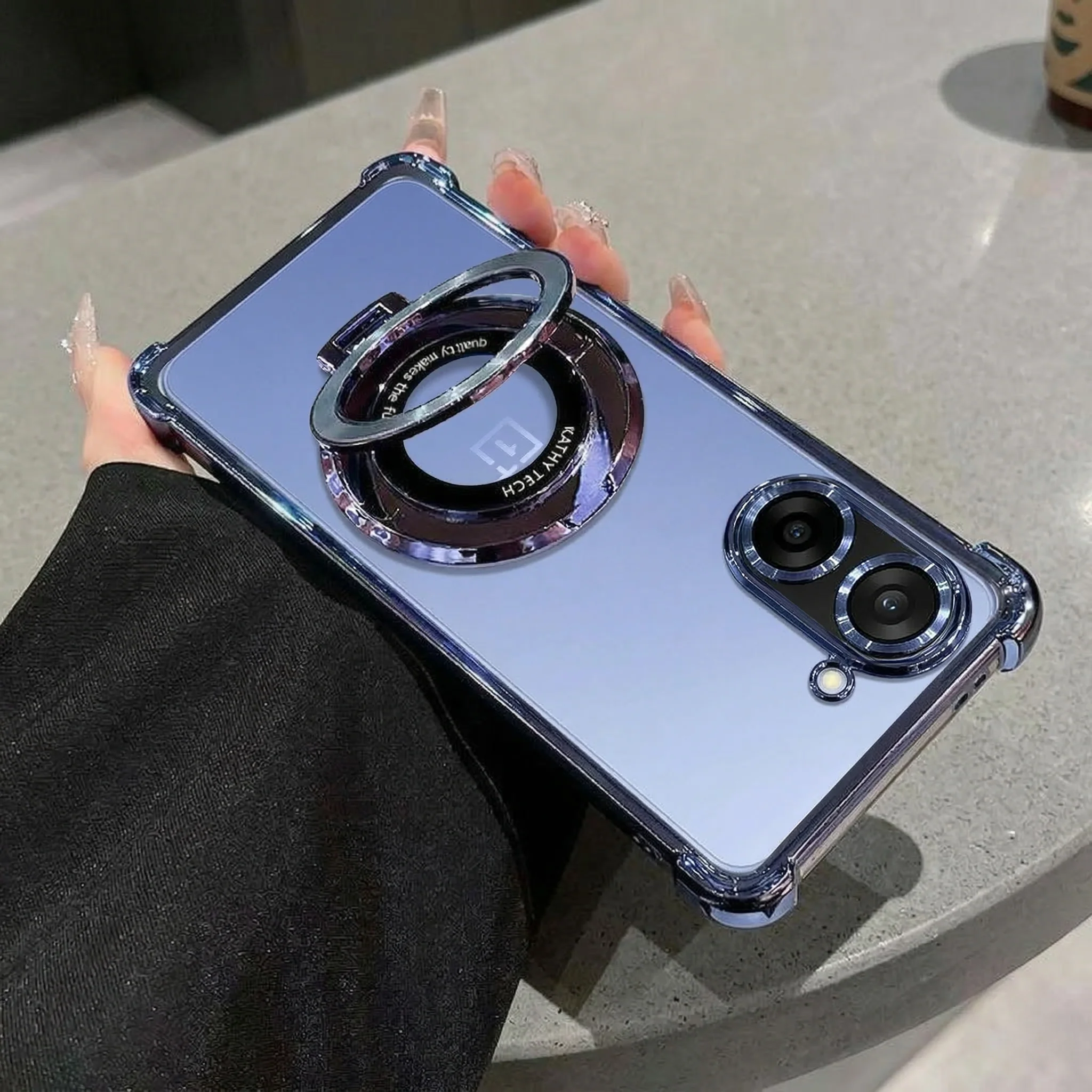 OnePlus Nord CE5 5G Original Luxury Magnifier Ring Stand Shockproof Airbags Corner Case - Image 4