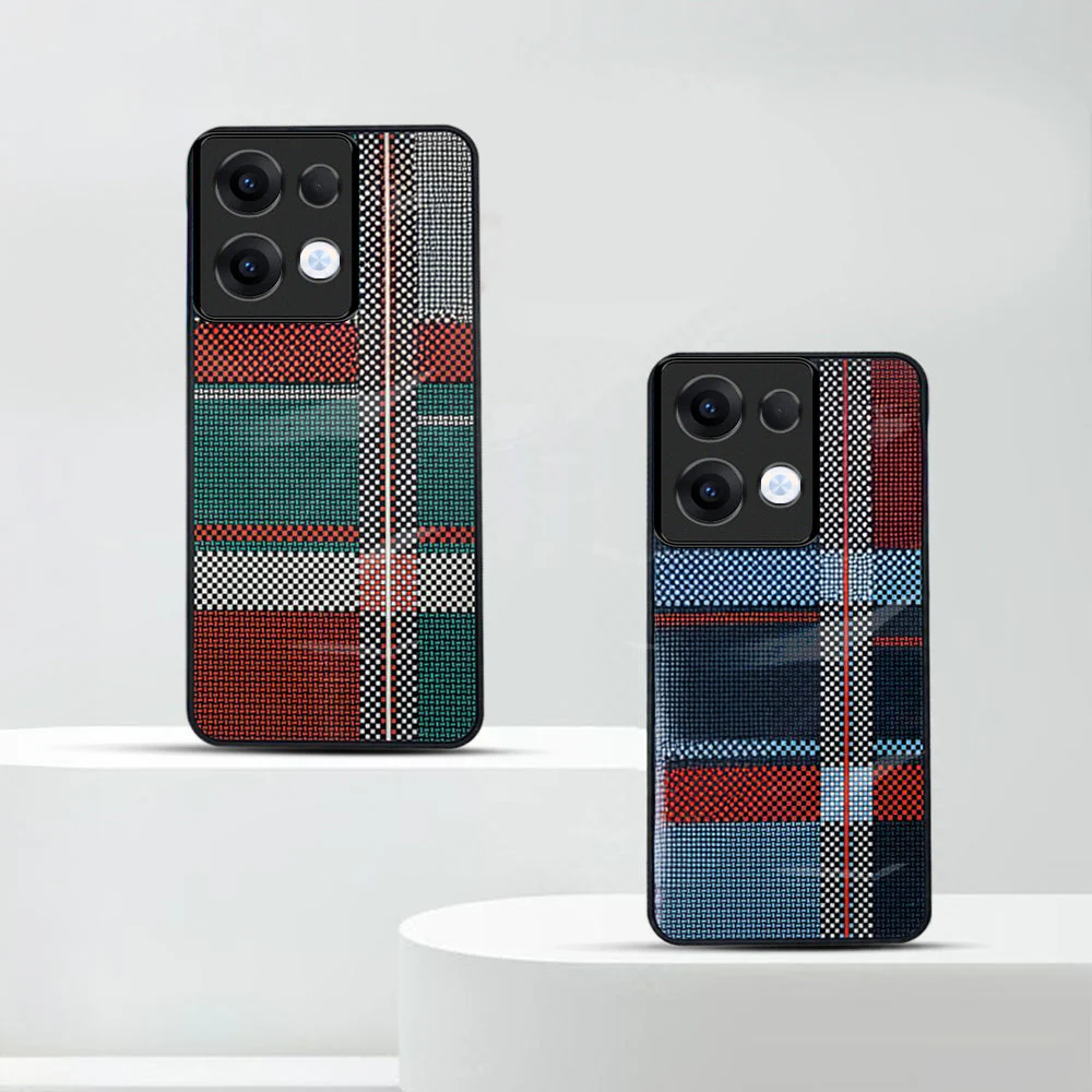 Oppo Reno13 Luxury Grid Pattern Glass Back Shockproof Case - Image 4