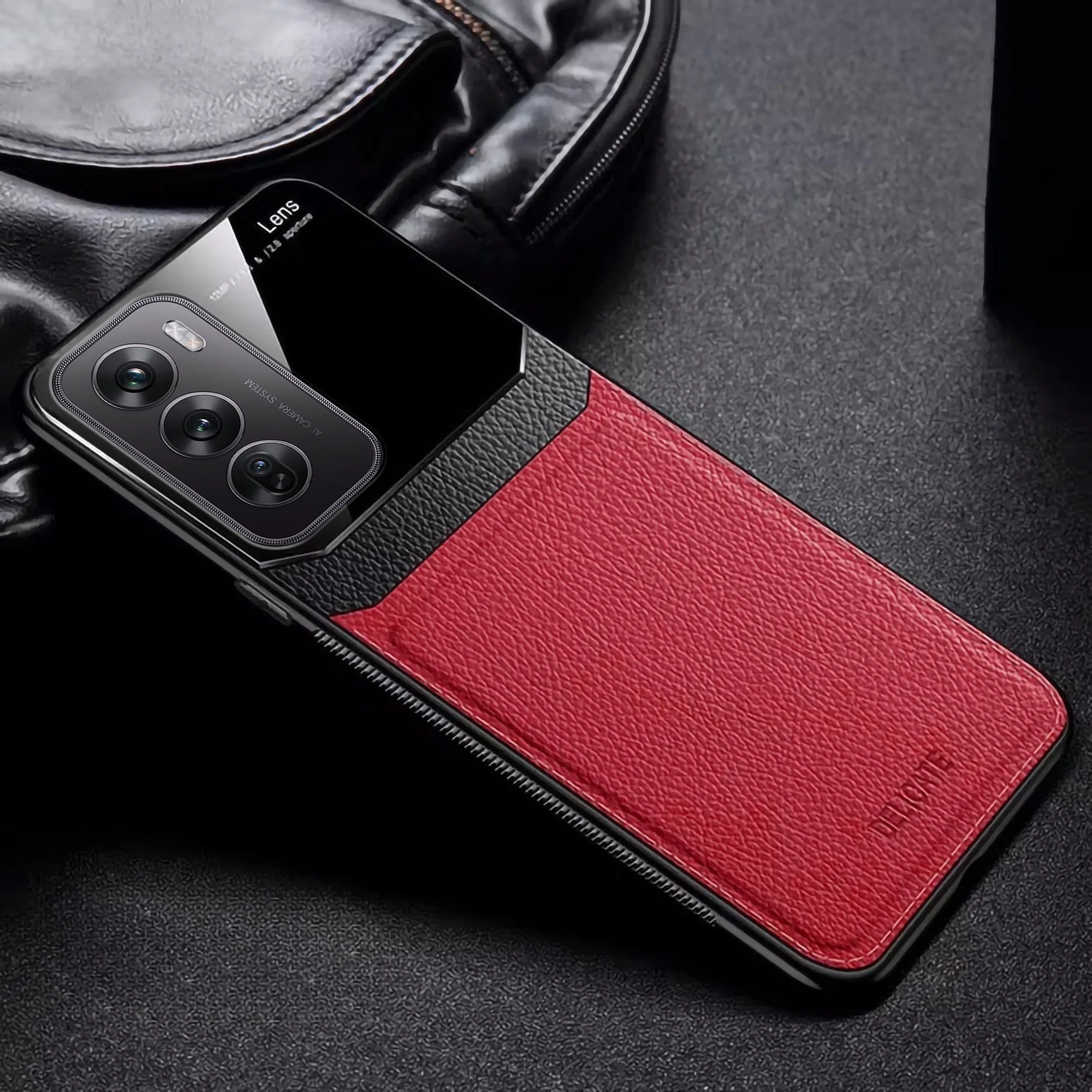 Oppo Reno12 5G Premium Leather Lens Protective Case - Image 3