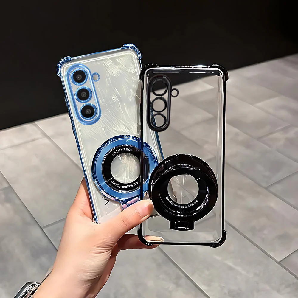 Samsung Galaxy M56 5G Original Luxury Magnifier Ring Stand Shockproof Airbags Corner Case - Image 4