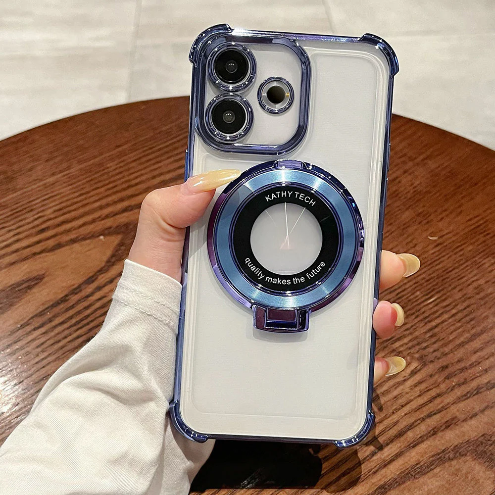 Oppo A5 Pro 5G Original Luxury Magnifier Ring Stand Shockproof Airbags Corner Case - Image 8