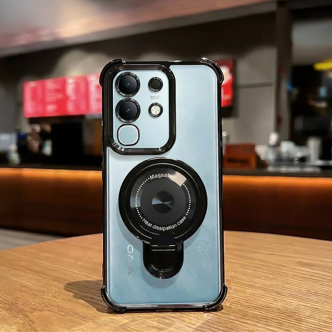 Vivo T4x 5G Luxury Four Corner Invincible Bracket Ring Stand Case