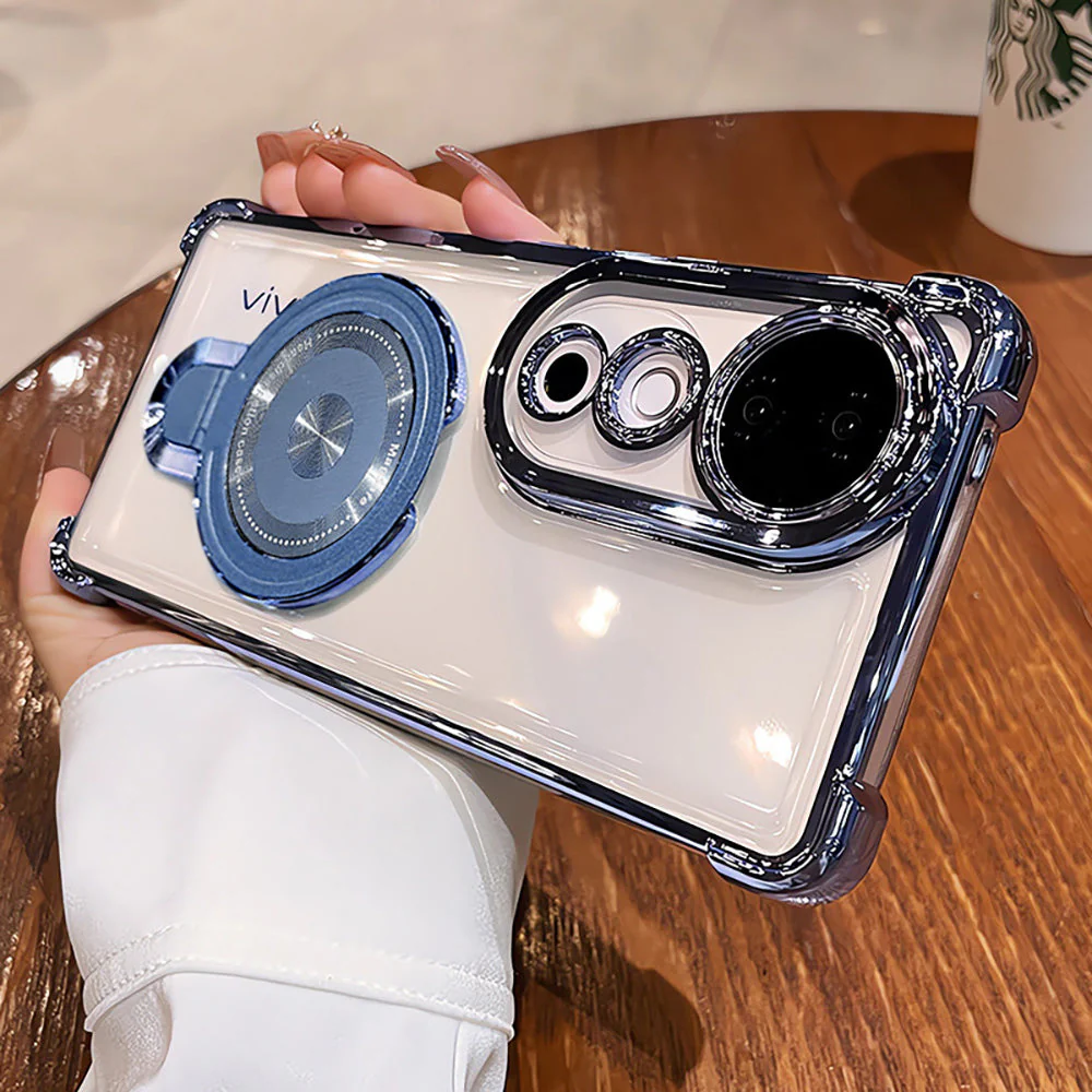 Vivo V40 Pro 5G Luxury Four Corner Invincible Bracket Ring Stand Case - Image 8