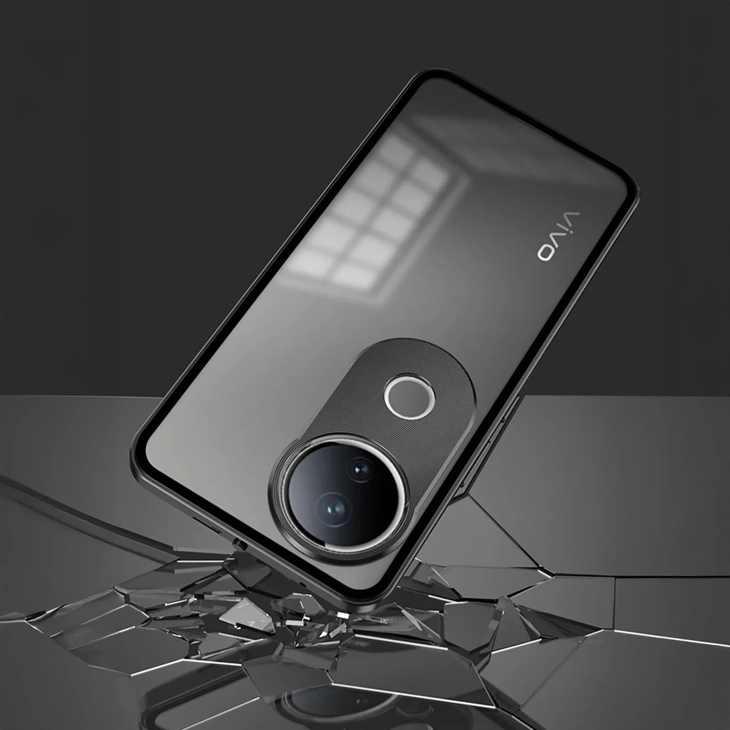 Vivo V50 5G Aluminium Metal Bumper Shield Transparent Back Case - Image 9